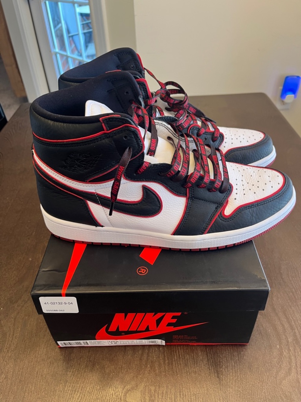 Nike Men's High-Top Sneakers in Black/White/Red Size 12